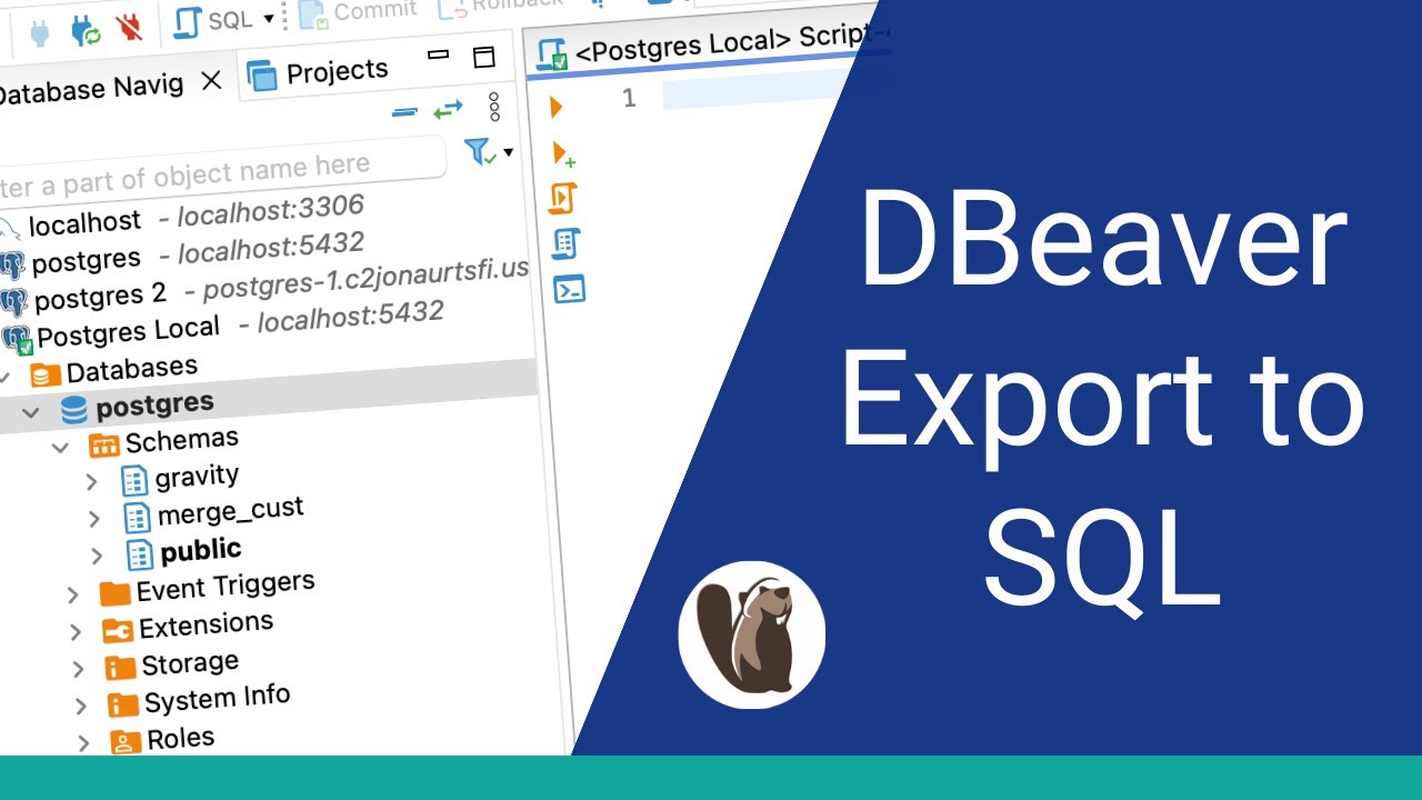 Как экспортировать базу данных в SQL в DBeaver
