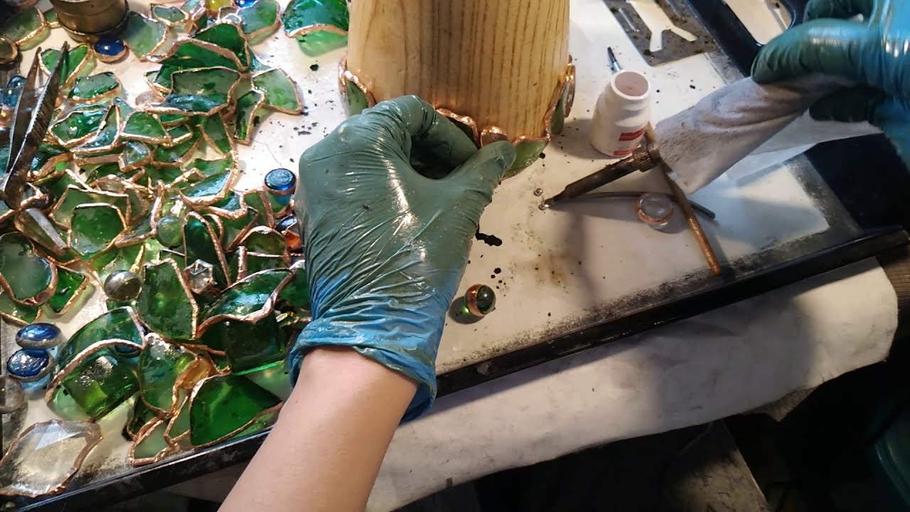 Making of sea stained glass Christmas tree