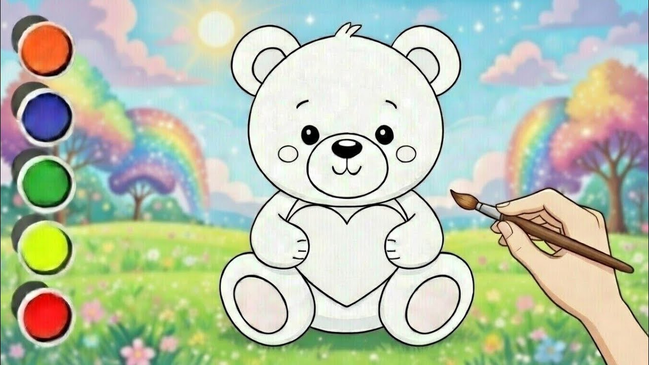 Милый плюшевый мишка 🧸 Легкое рисование, раскрашивание и раскрашивание для детей | Веселое время ...