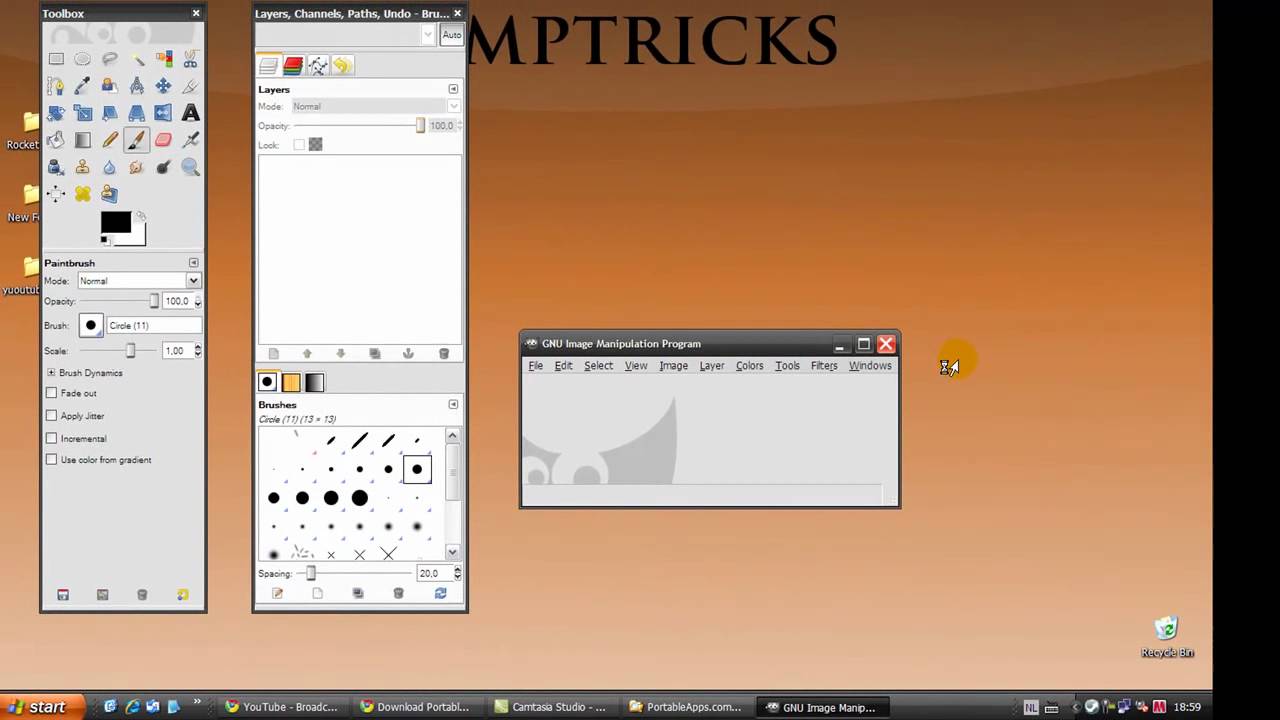 Gimp portable- install & adding brushes - Gimp on a flash drive