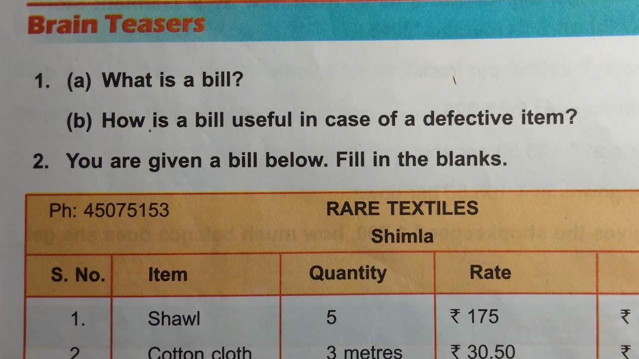 Math class 5 unit 14 brain teasers dav public school ।। DAV Class 5 unit 14 brain teasers।। Bills