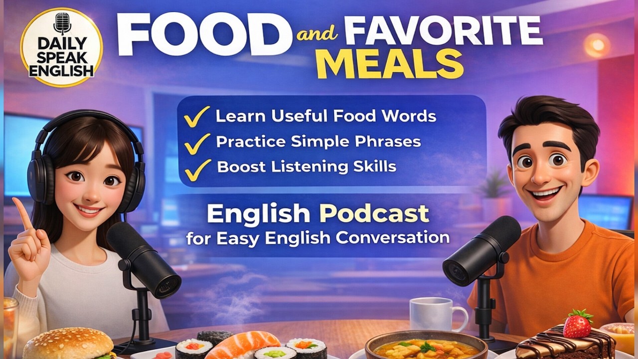 English podcast for easy English conversationTalk About Food in English 🍔🥗 |