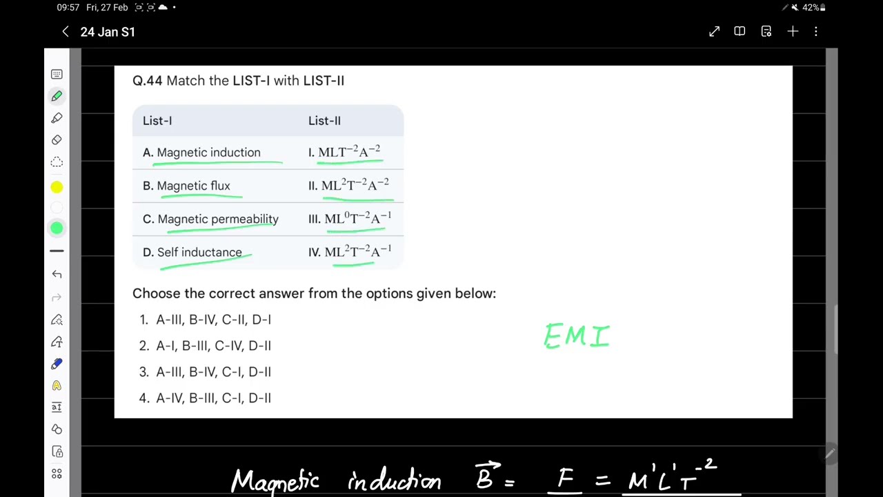 JEE Mains 2026 (24 Jan Shift 1) Physics Solution: Dimensions of Electromagnetic Quantities
