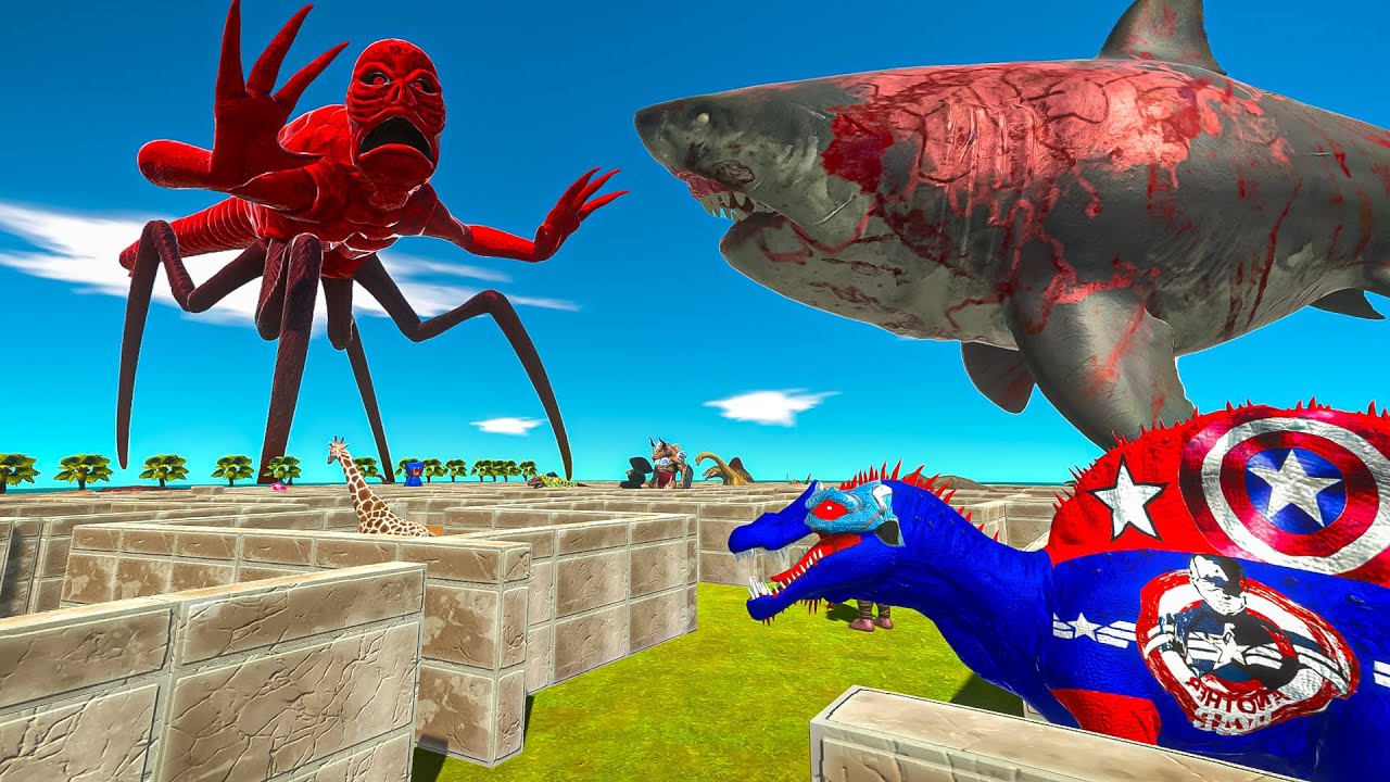 FPS AVATAR SAVE TITANUS RED FROM ZOMBIE MEGALADON TRAP MAZE - Animal Revolt Battle Simulator DINO