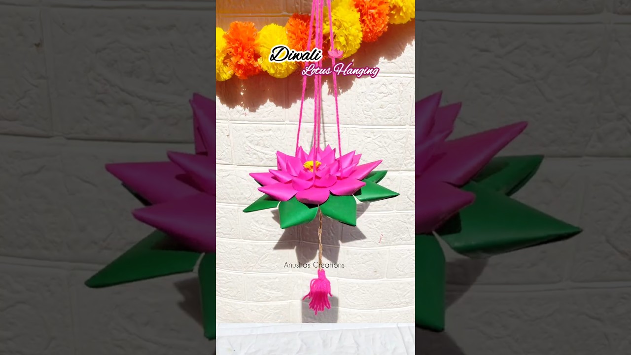Easy Diwali Decoration at Home | Paper Lotus Hanging Craft #shorts #ytshorts #hype #craftidea #diy