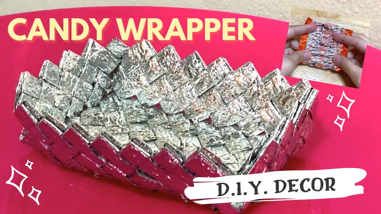 DIY mini storage container using recycled candy wrappers