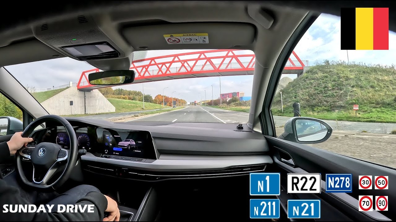 Belgium: Sunday drive in Houtem / Peutie / Machelen | N1/R22/N278/N211/N21 [4K 60 FPS]