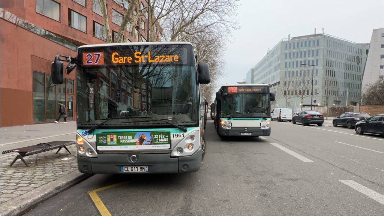 BUS 27 RATP IRIBUS CITELIS 18 N°1895 DIRECTION PORTE D'IVRY
