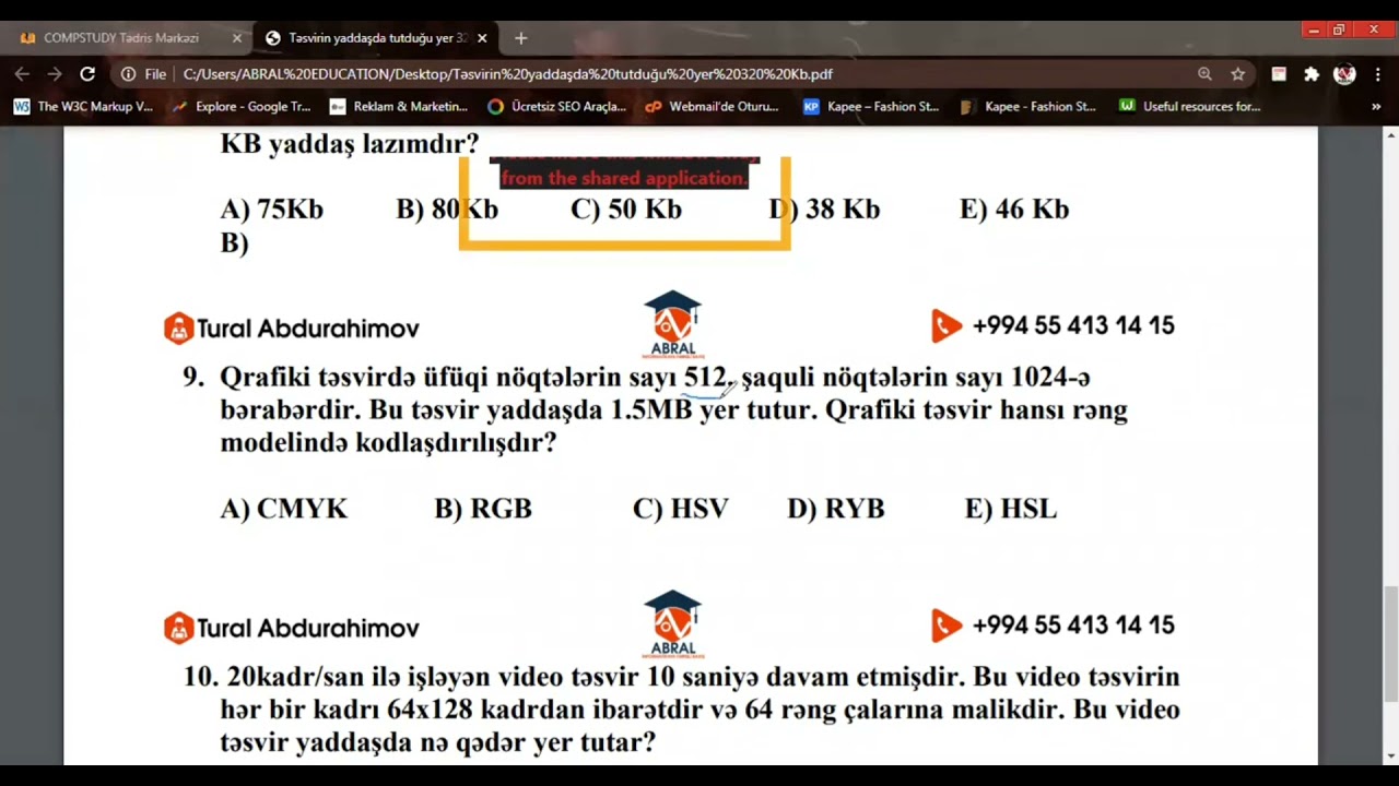 Kompüter Qrafikası - Tural müəllim - Məsələ izahları 2021