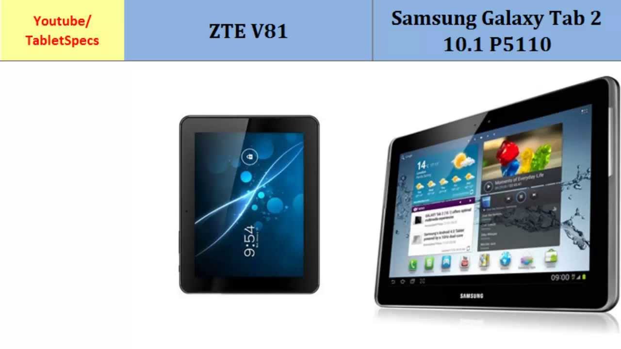 ZTE V81 VS Samsung Galaxy P5110 Tab 2 10.1 , full details