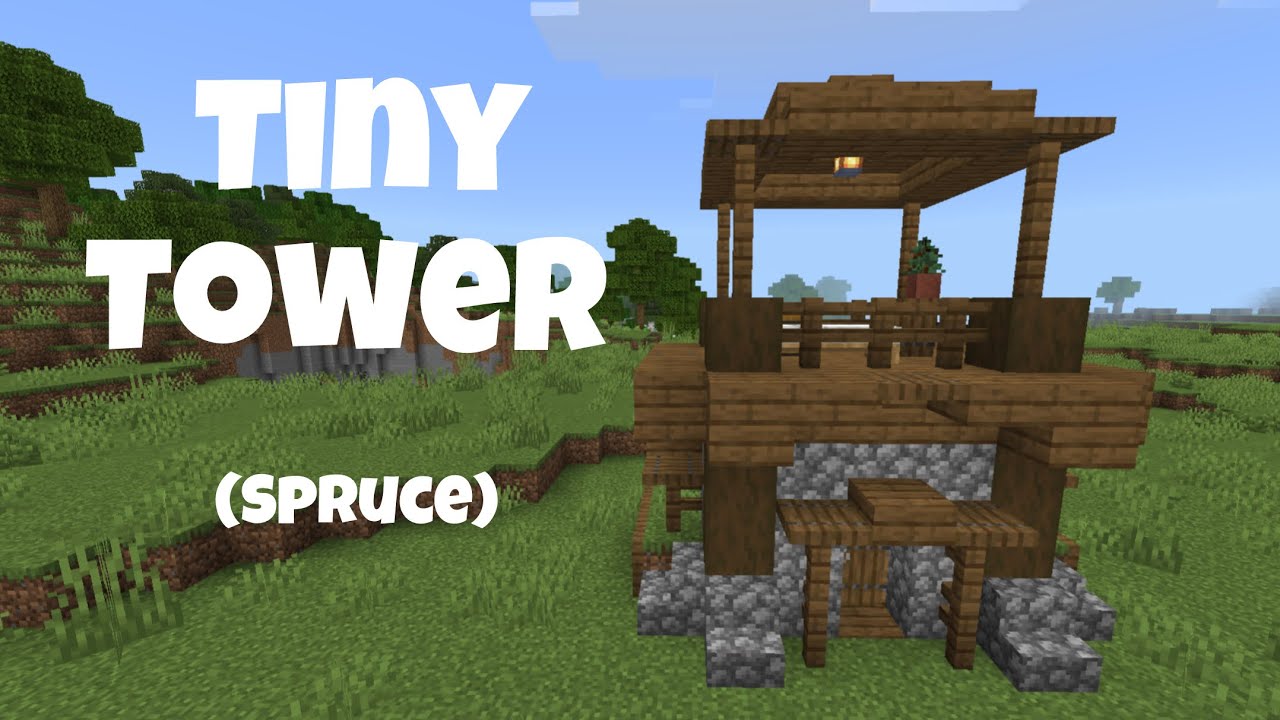  Minecraft tutorial : Spruce Tiny Tower | How to build an easy starter base