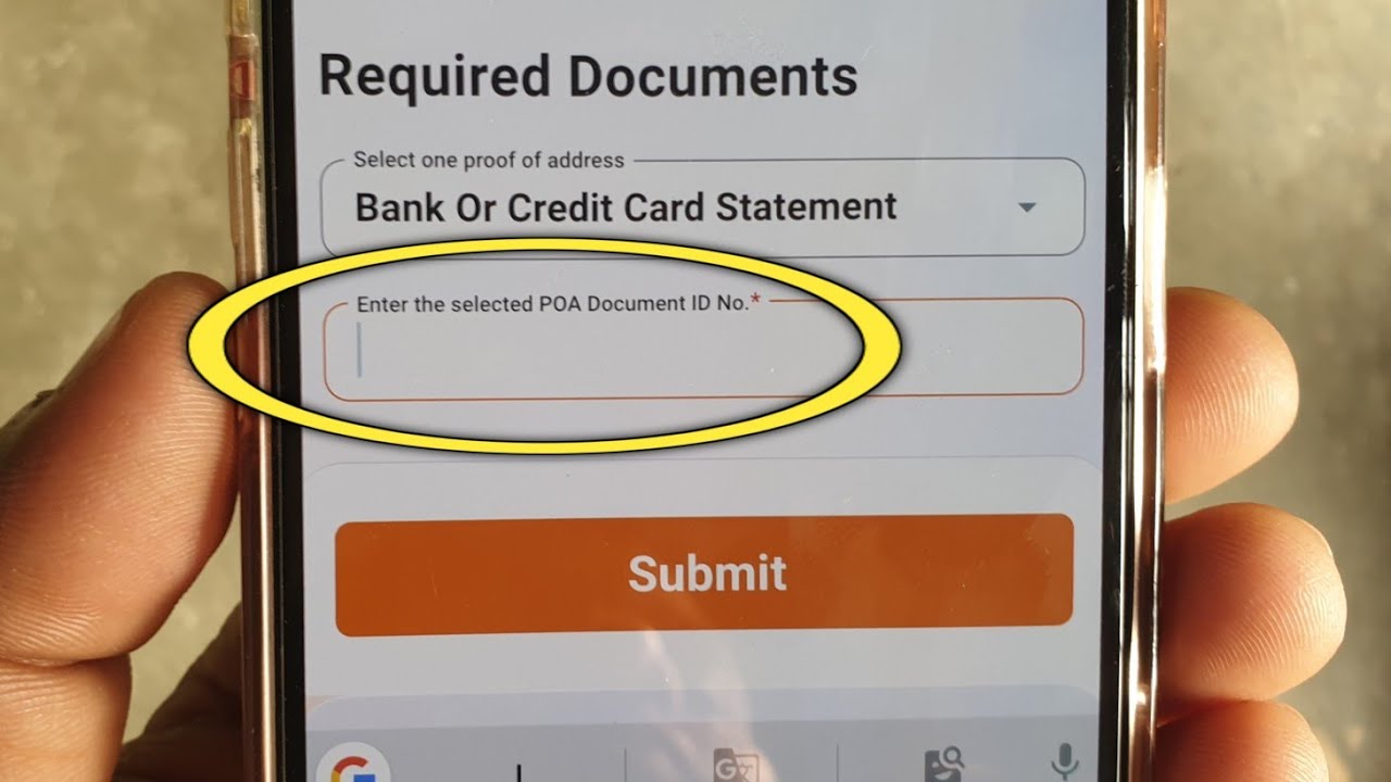 enter the selected POA document id no