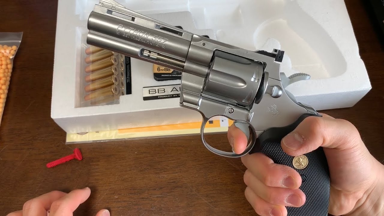 コルトパイソン357マグナム　東京マルイ10禁エアコキ　レビュー　4インチステンレスモデル　BBエアーリボルバー【ピロピロチャンネル】エアガンエアーコッキング