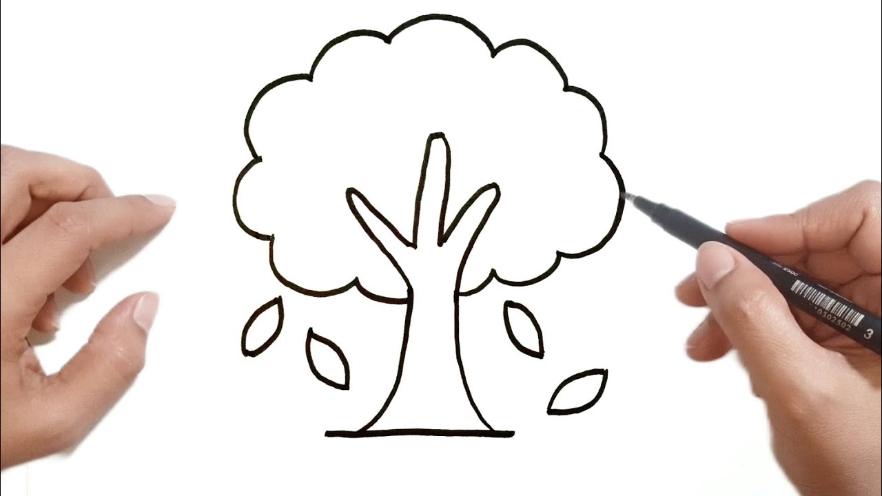 كيفية رسم شجرة سهل خطوة بخطوة / رسم سهل / تعليم الرسم للمبتدئين