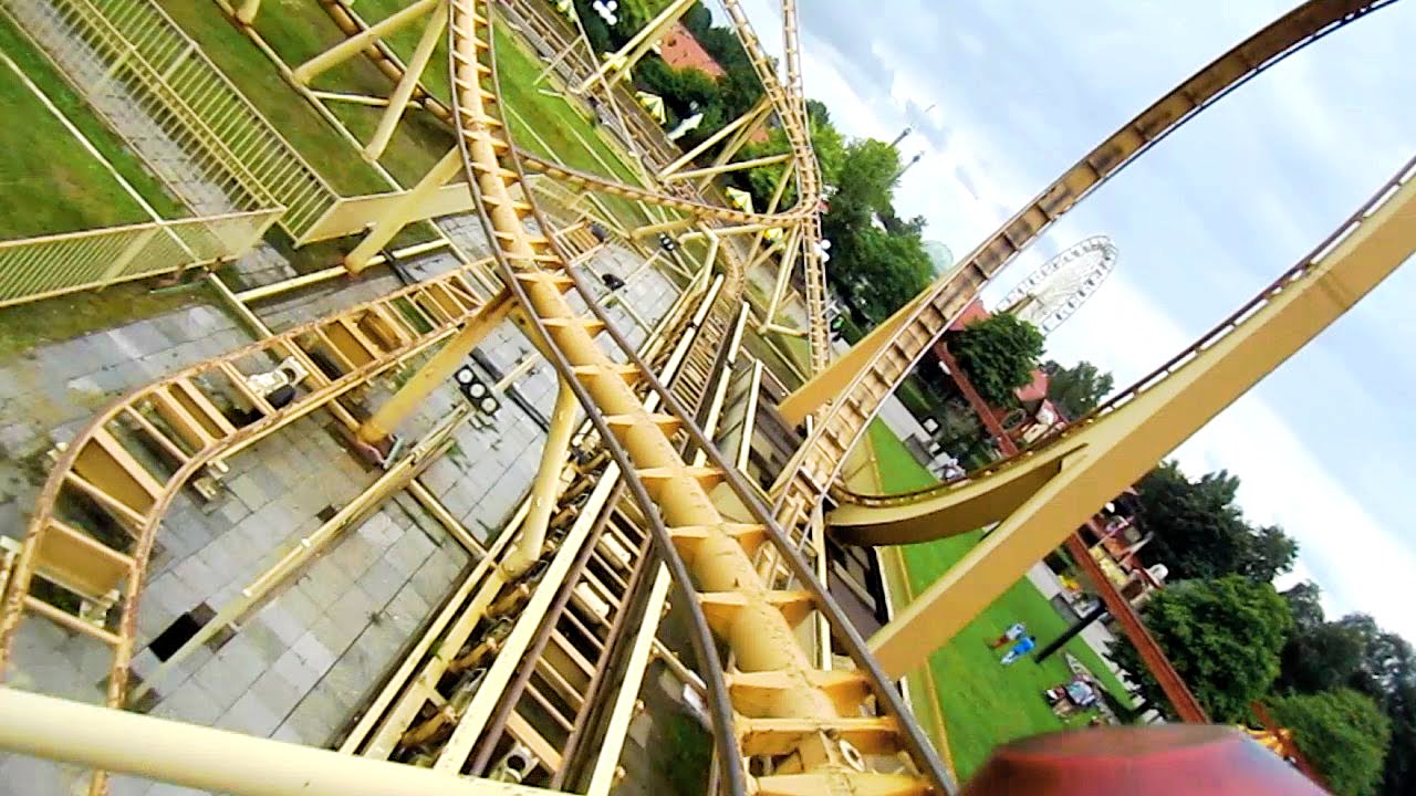 Thunder Loop front seat on-ride HD POV Attractiepark Slagharen