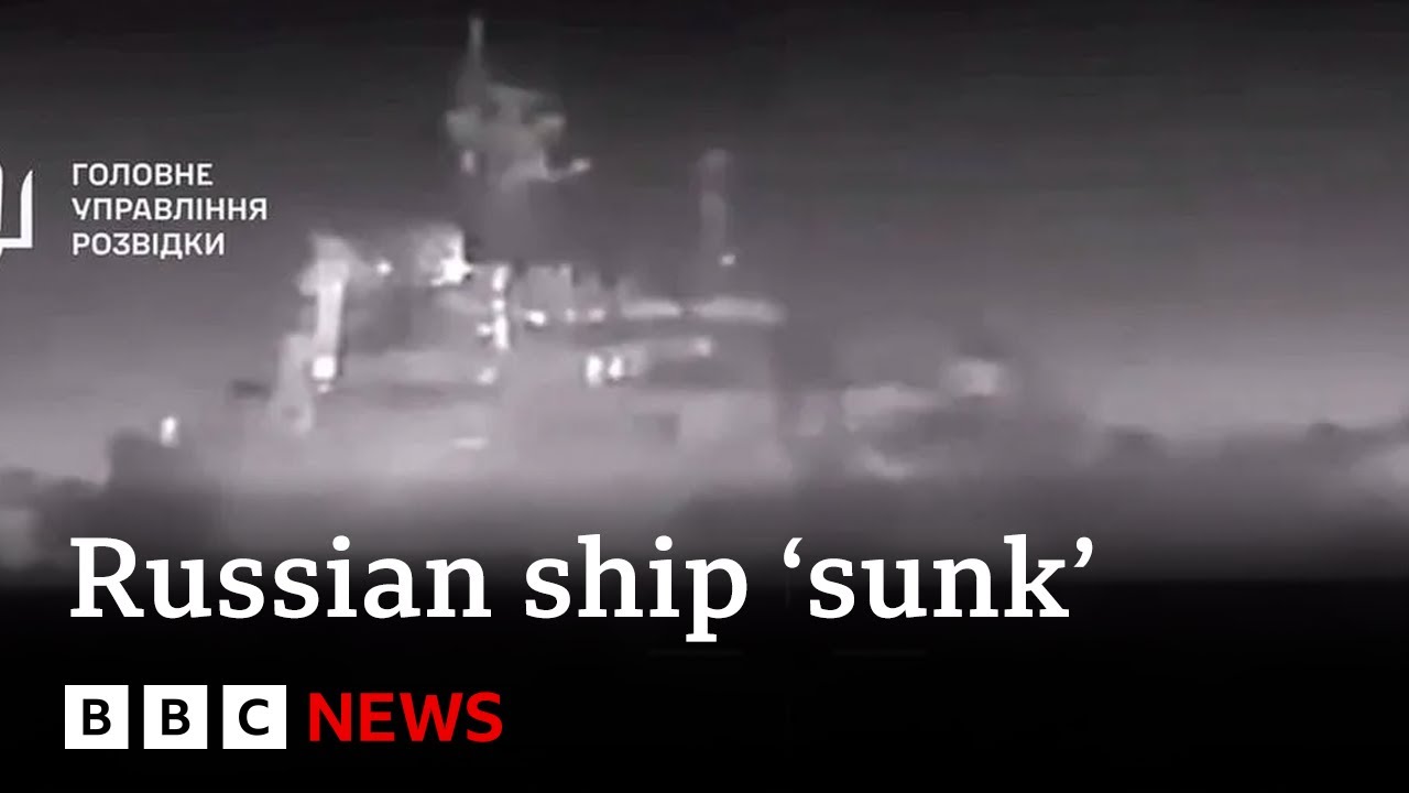 Russian landing ship Caesar Kunikov sunk off Crimea, says Ukraine | BBC News