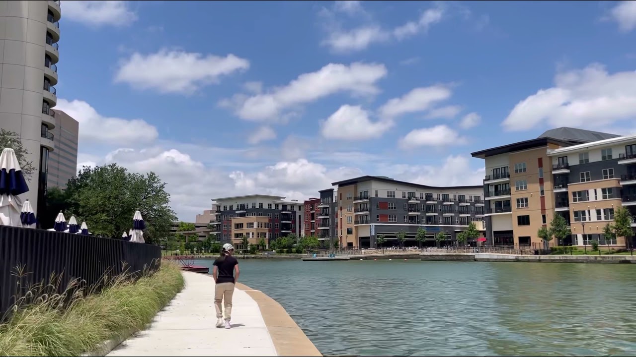 Walking at Mandalay Canal Walk at Las Colinas, Irving TX 75039