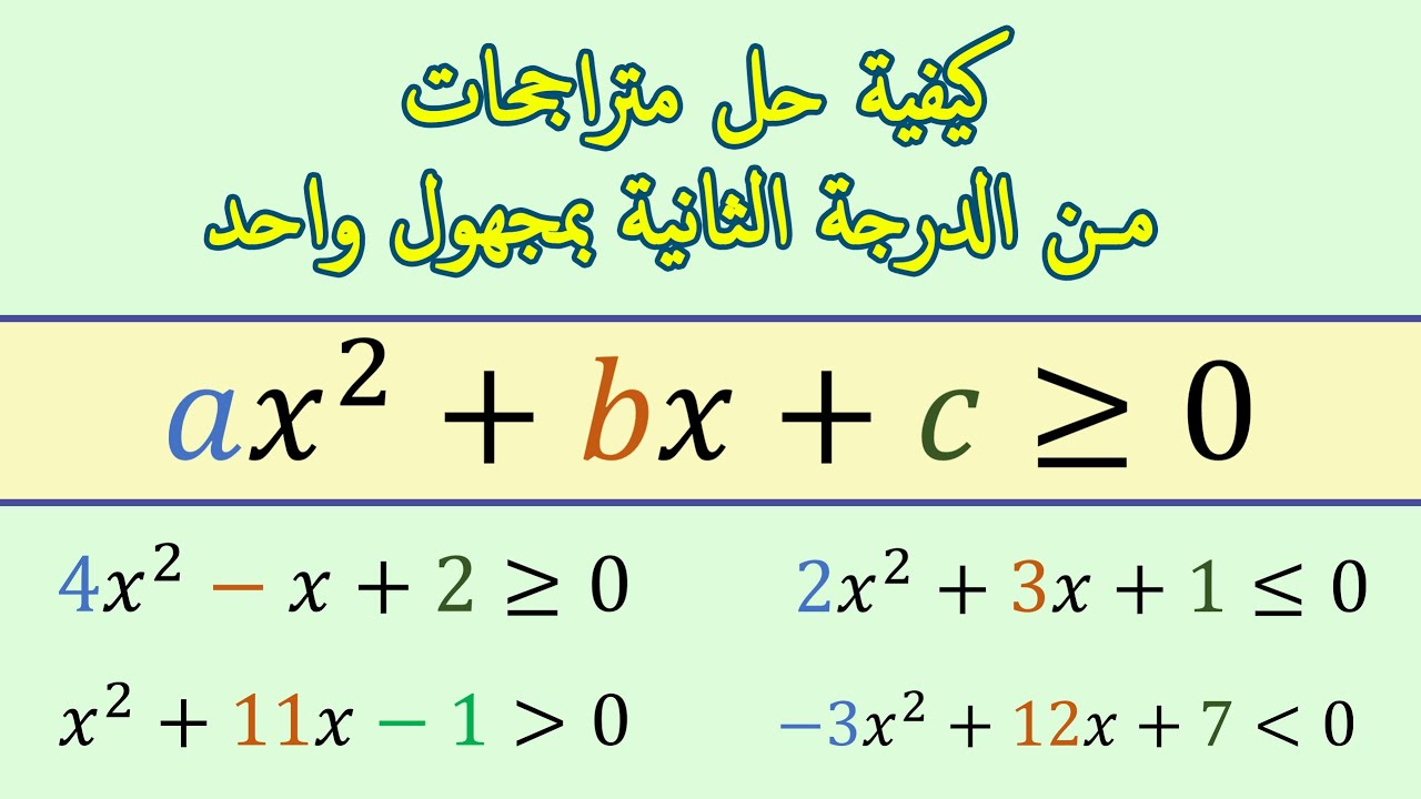 تحديد إشارة ثلاثية الحدود من الدرجة الثانية - حل المعادلات من الدرجة الثانية بمجهول واحد
