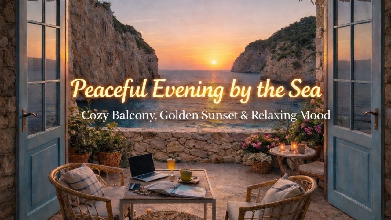 Peaceful Evening by the Sea | Cozy Balcony, Golden Sunset & Relaxing Mood