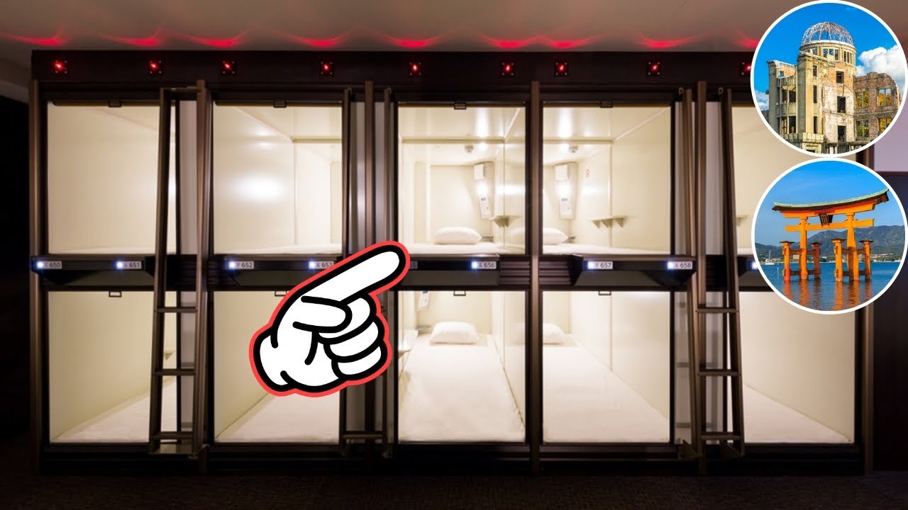 Самый дешевый отдых в капсульном отеле😴🛏 Хиросима, Япония🇯🇵⛩ CUBE