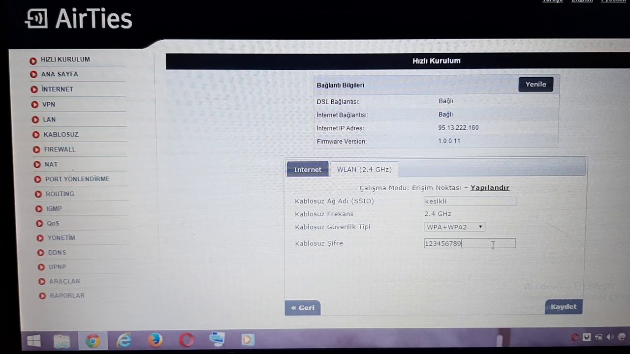 AirTies modem kurulumu