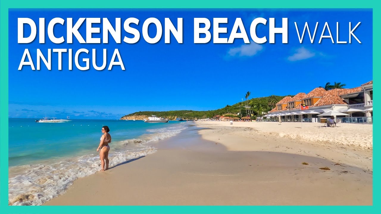 WALKING  DICKENSON BAY BEACH  | ANTIGUA | [4k] Binaural Audio🎧