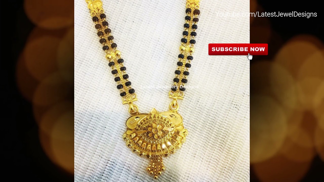 Fashionable Gold Mangalsutra Chains // Black bead chains collection