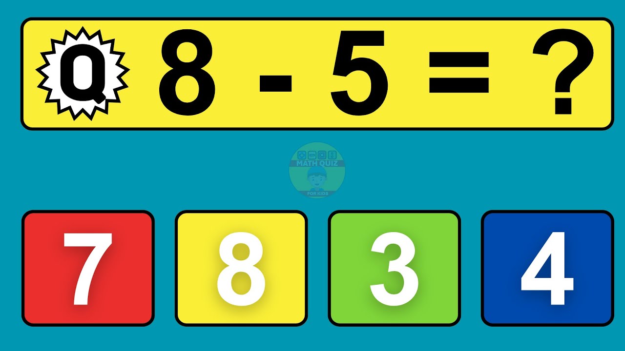 20 One Digit Subtraction Quiz | Math Quiz for Kids