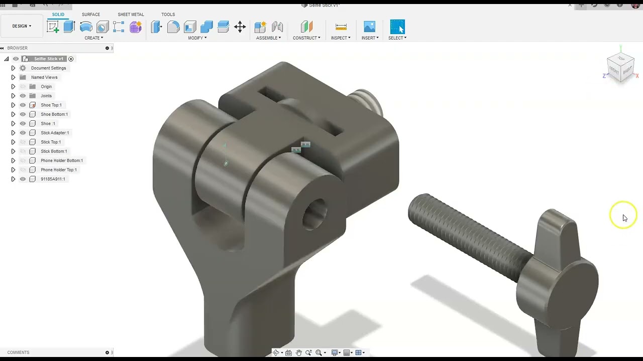 PLTW IED - Activity 2.1.3 - Selfie Stick Assembly in Fusion360