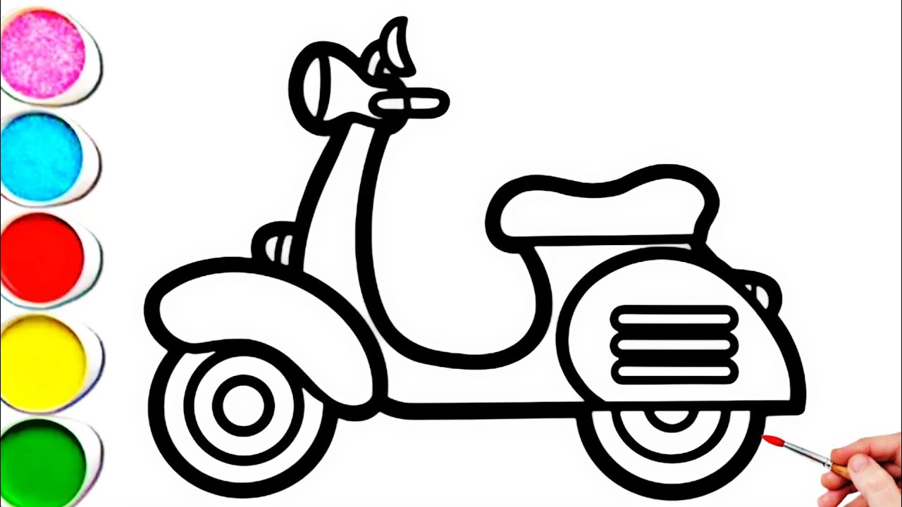 Cute Scooter Drawing, Painting & Coloring For Kids and Toddlers_ Kids Art 