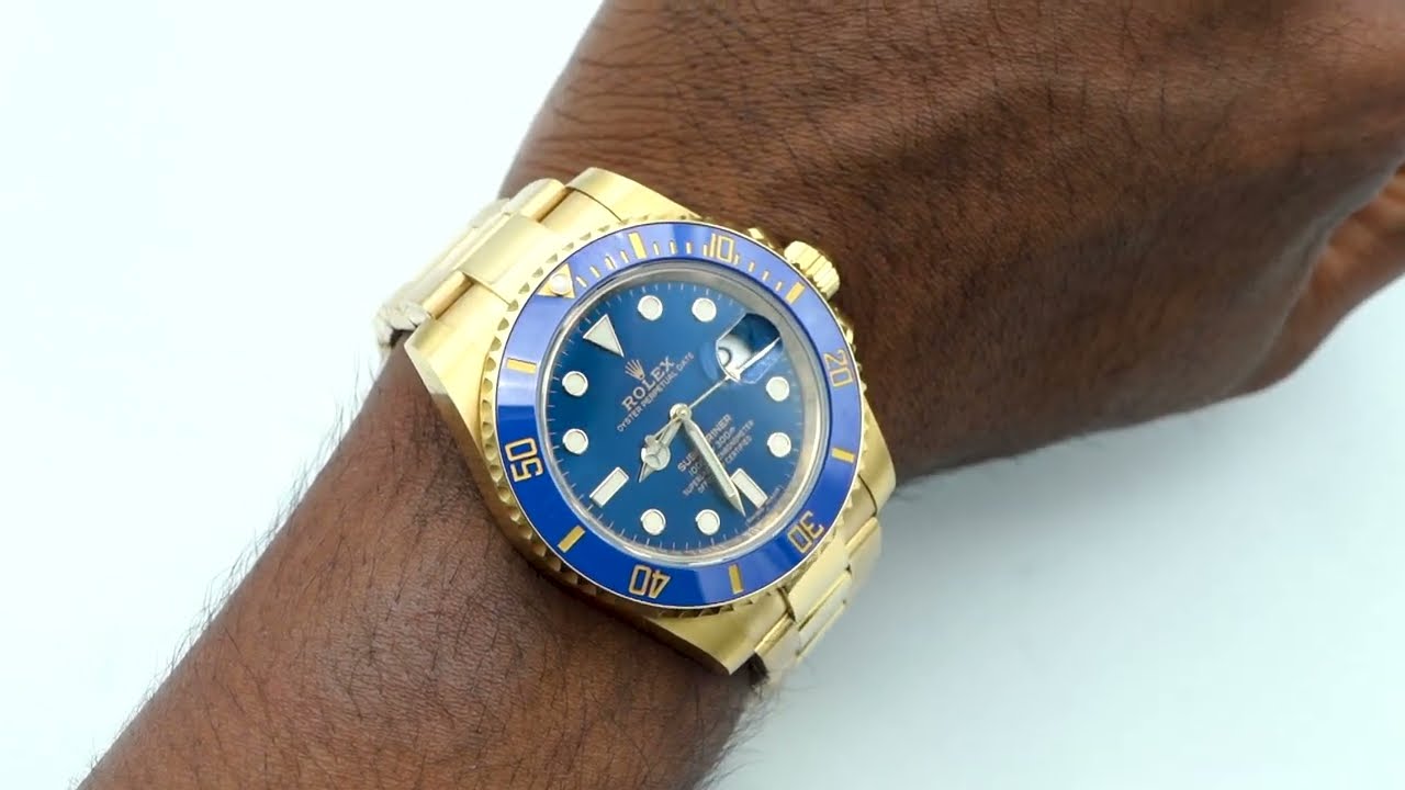 Rolex 116618LB Submariner Date 40mm 18K Yellow Gold Blue Dial Oyster Bracelet Complete Set 2018