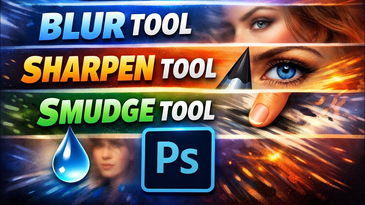 how to use blur sharpen and smudge tool in photoshop #photoshoptool 