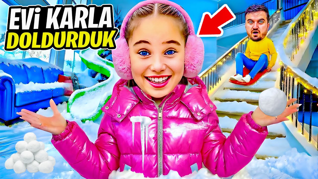 ELİF SİNEM EVİ KAR KÖPÜK İLE DOLDURDUK !! ANNEM ÇILDIRDI !! 