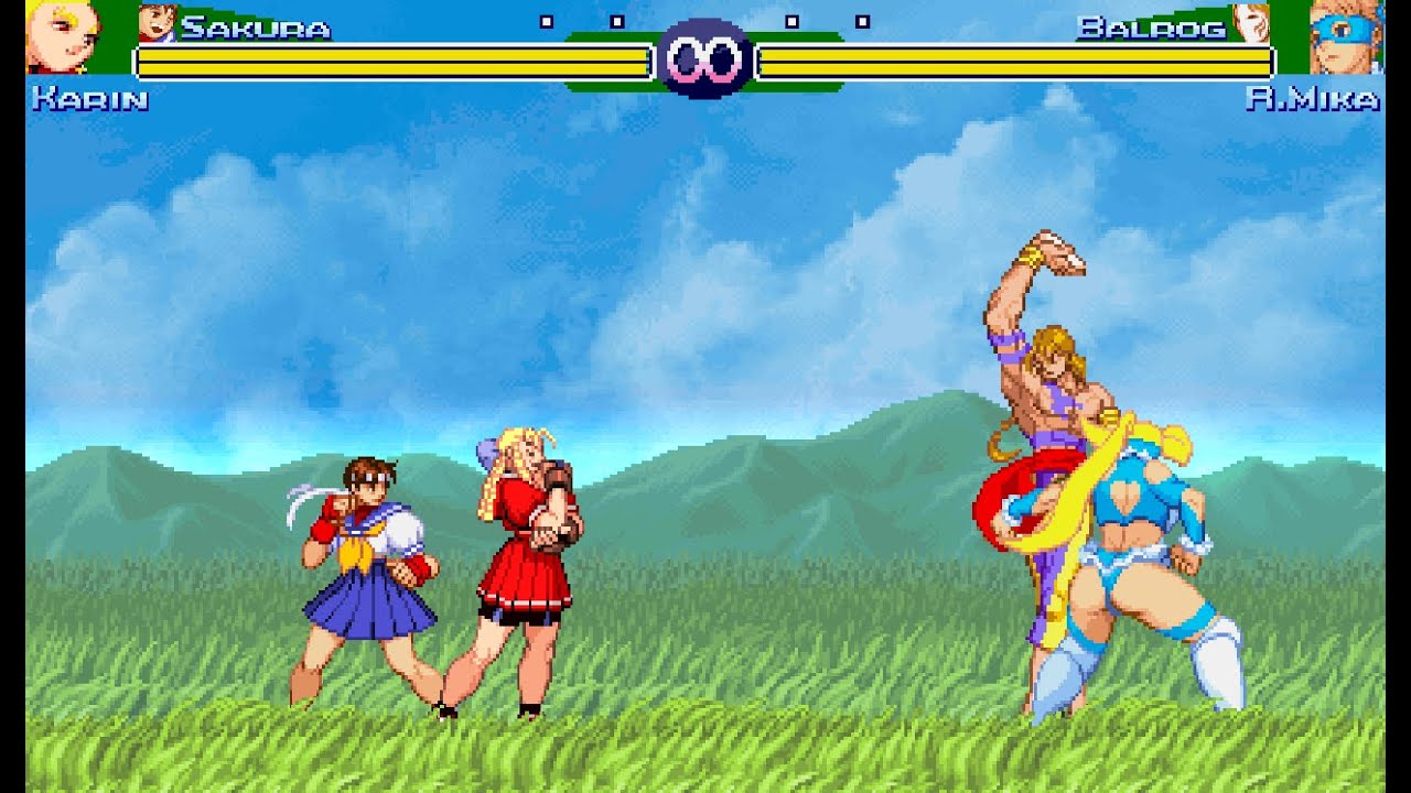 Street Fighter Zero 3 (PotS Style) - Karin & Sakura Vs. R.Mika & Balrog