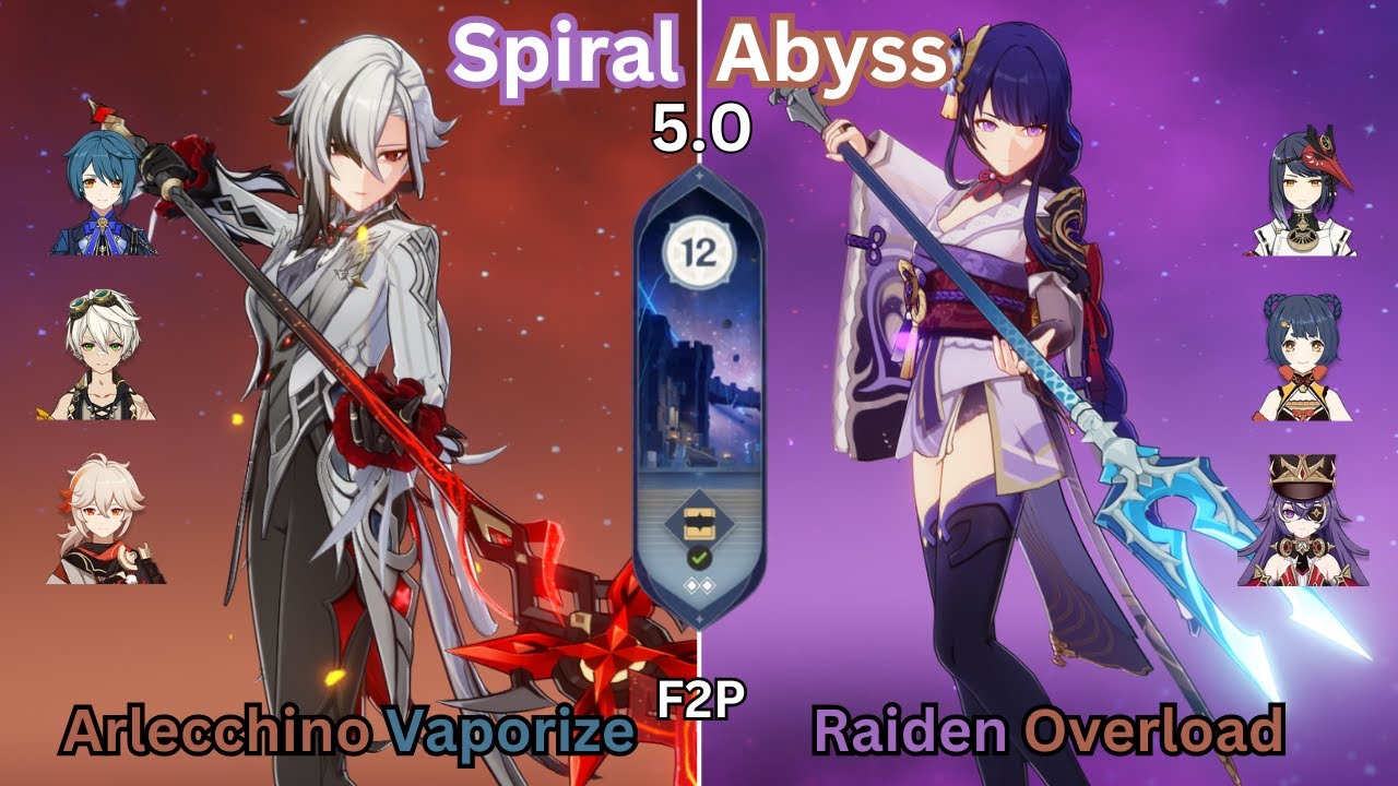 C0 Arlecchino Vaporize & C2 Raiden Overload | Spiral Abyss 5.0 | 9 Stars | F2P | Genshin Impact