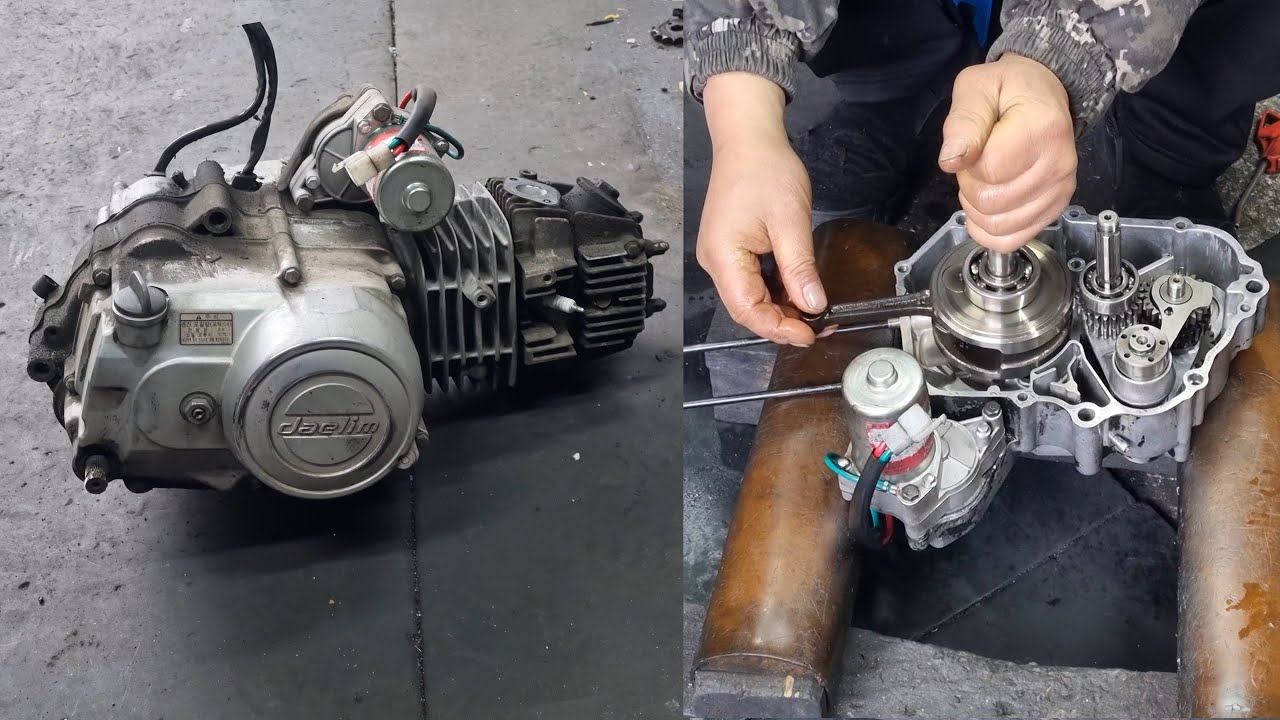 Daelim Citi Ace 100 motorcycle engine repair - CA100 engine disassembly and assembly