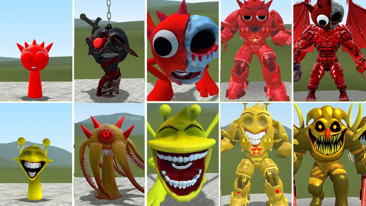 ALL SIMON VS SPUNKI RADDY GIANT EVOLUTIONS FIGHT IN GARRY'S MOD