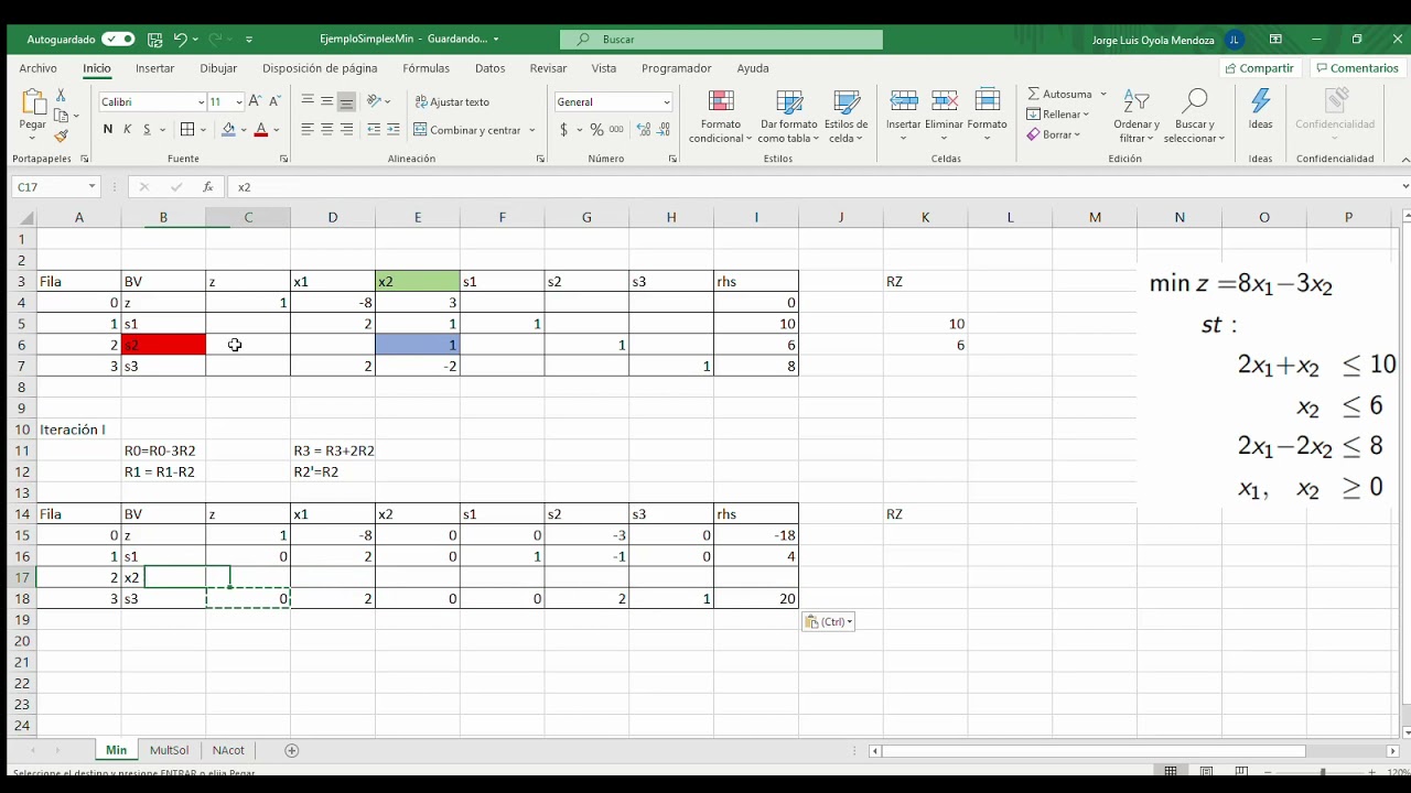 IO-I: Simplex V2- minimización, problemas con múltiples soluciones y con solución no acotada