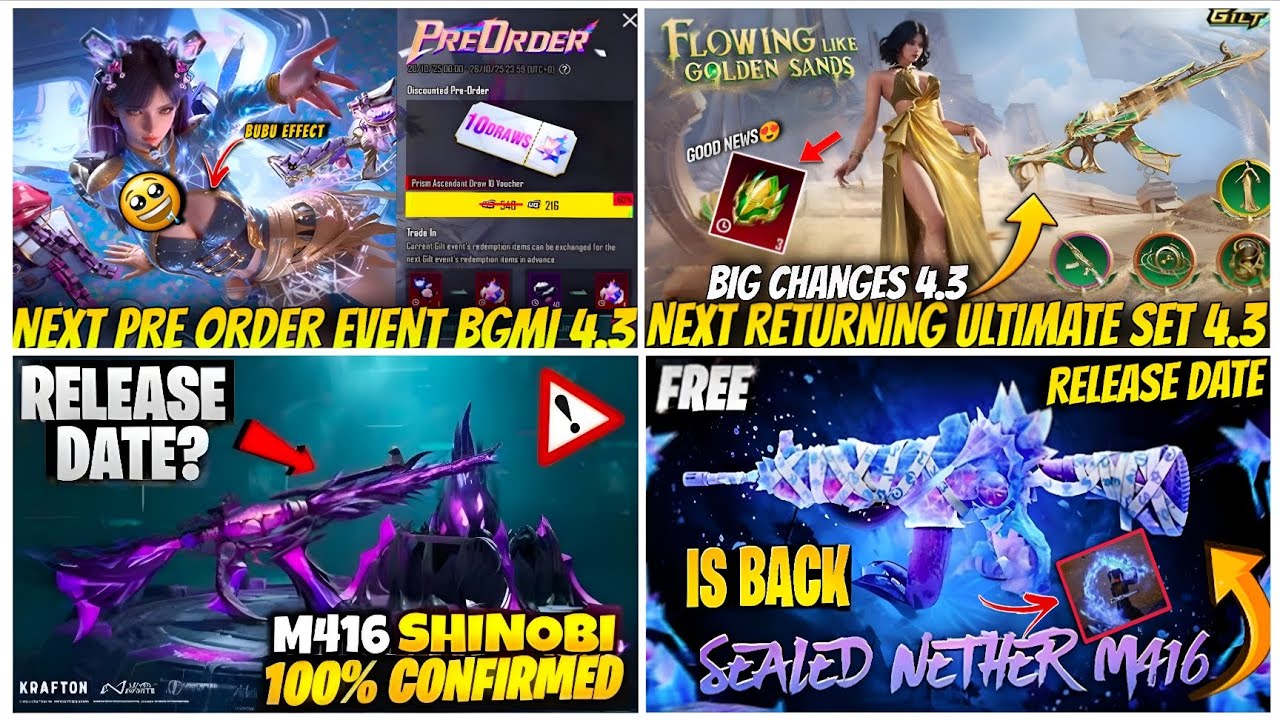 🔴NEXT PRE ORDER EVENT BGMI😍| NEXT ULTIMATE SET 4.3😱| SANDSPRING AKM RETURN?🔥| SHINOBI KAMI RETURN?👿