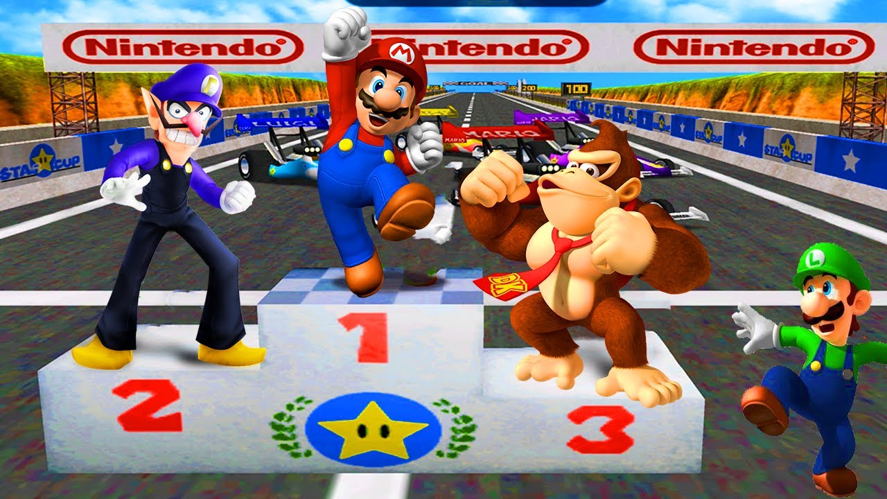 Mario Party 4 Minigames - Mario vs Donkey Kong vs Waluigi vs Luigi