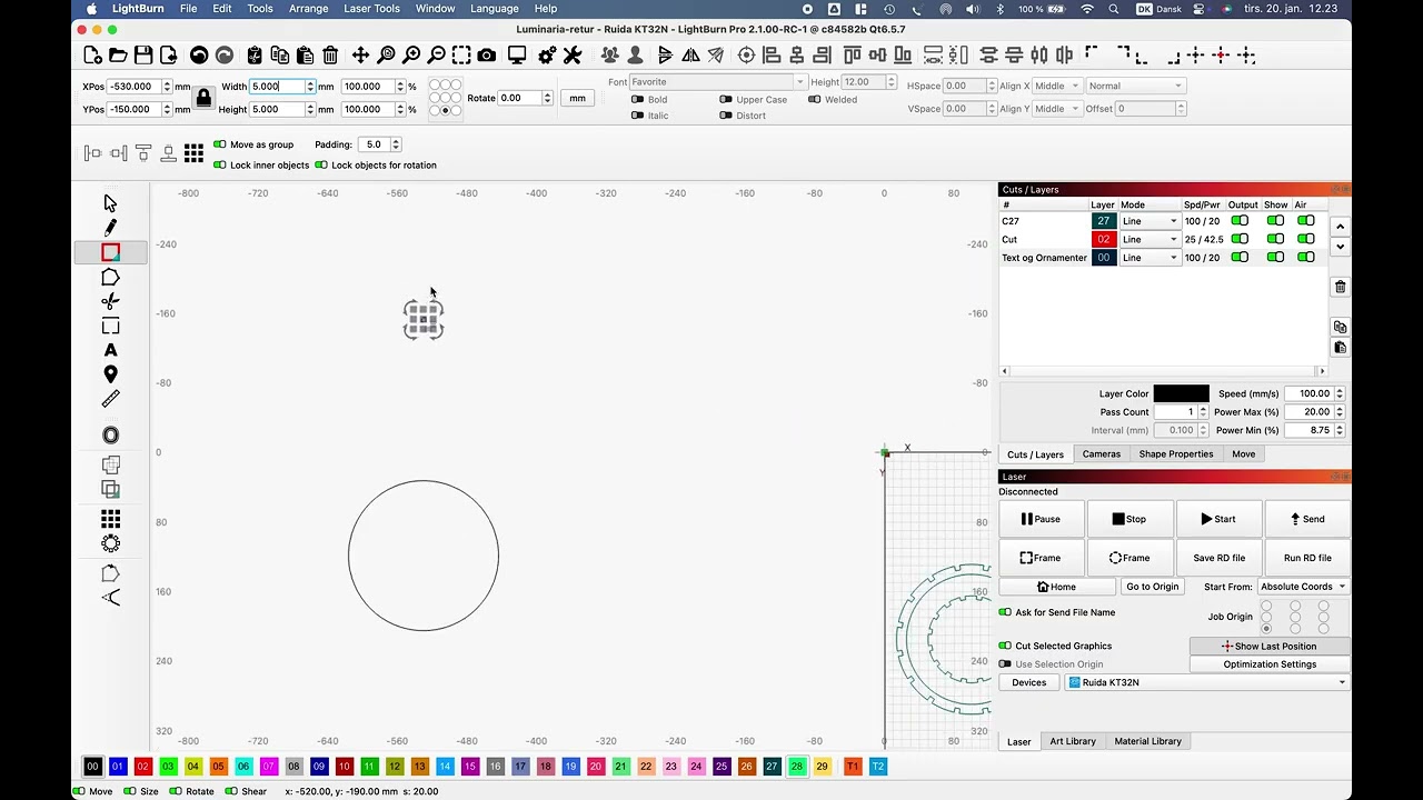 LightBurn Demo - Reconstruct lamp ring