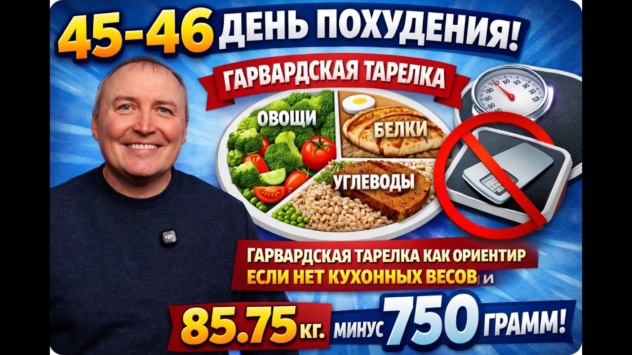 4️⃣5️⃣–4️⃣6️⃣ День похудения | Гарвардская тарелка как ориентир, если нет кухонных весов| 85,75 кг |