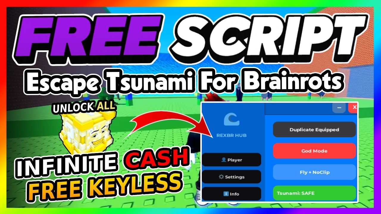 Скрипт Escape Tsunami For Brainrots *БЕЗ КЛЮЧА* - РЕЖИМ БОГА, ДУБЛИРОВАНИЕ BRAINROTS, ТЕЛЕПОРТАЦИ...
