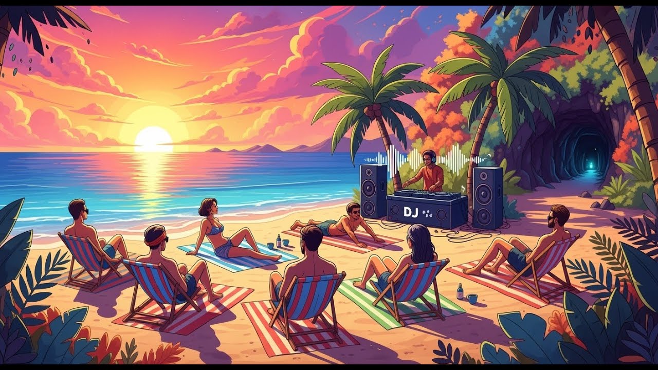 Secret Beach Sunset Chillout 2025 🌅 Live Ocean Waves & Relaxing Vibes