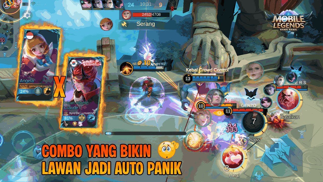 COMBO Angela X Claude Bikin Lawan Pada Panik - Gameplay (No Commentary) - Mobile Lagends