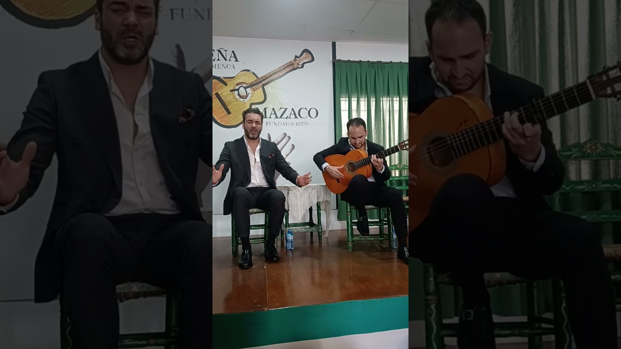 Jesús Mendez cante, Vicente Santiago guitarra,Peña Flamenca Mazaco en Coria del Rio,gracias Señores 