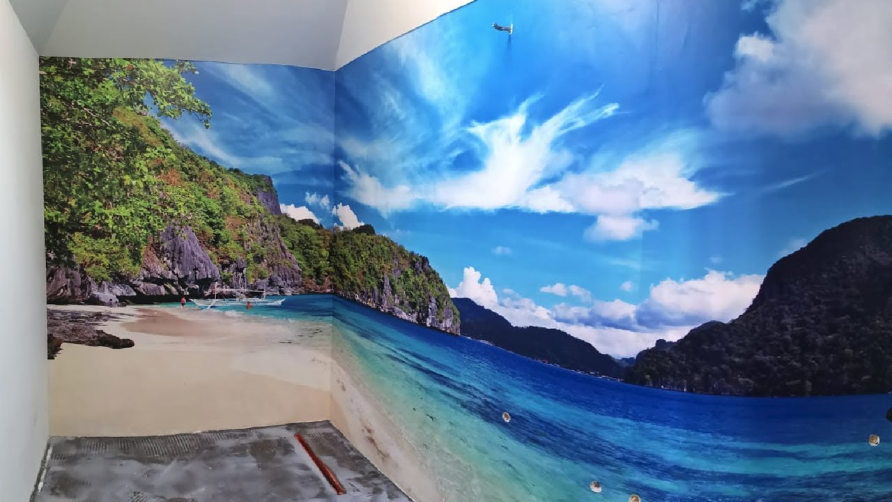 Cum se face: o baie cu fototapet personalizat 3D - Grafica personalizata pardoseala epoxidica 3D
