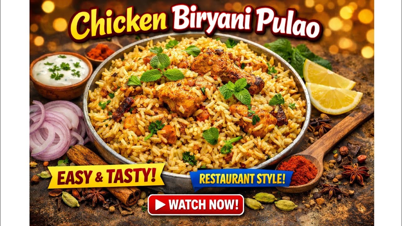15minutes Chicken Biryani Pulaav!Easy & Super Tasty biryani Recipe 