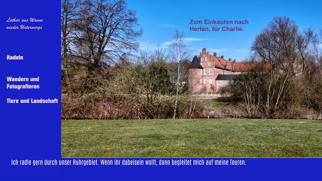 Tour nach Herten zum Einkauf. Schlosspark und Froschteich auf dem Weg.
