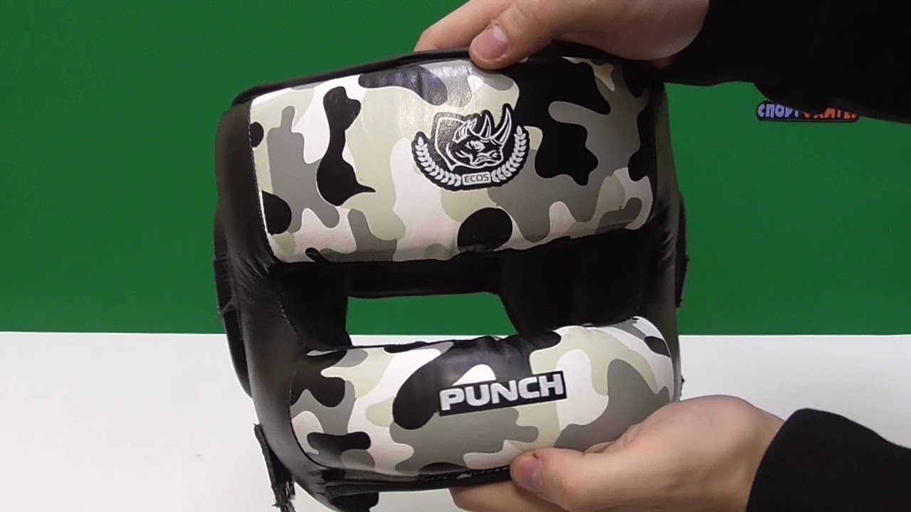 Боксерский тренировочный шлем  с защитой носа ECOS Punch bumper military
